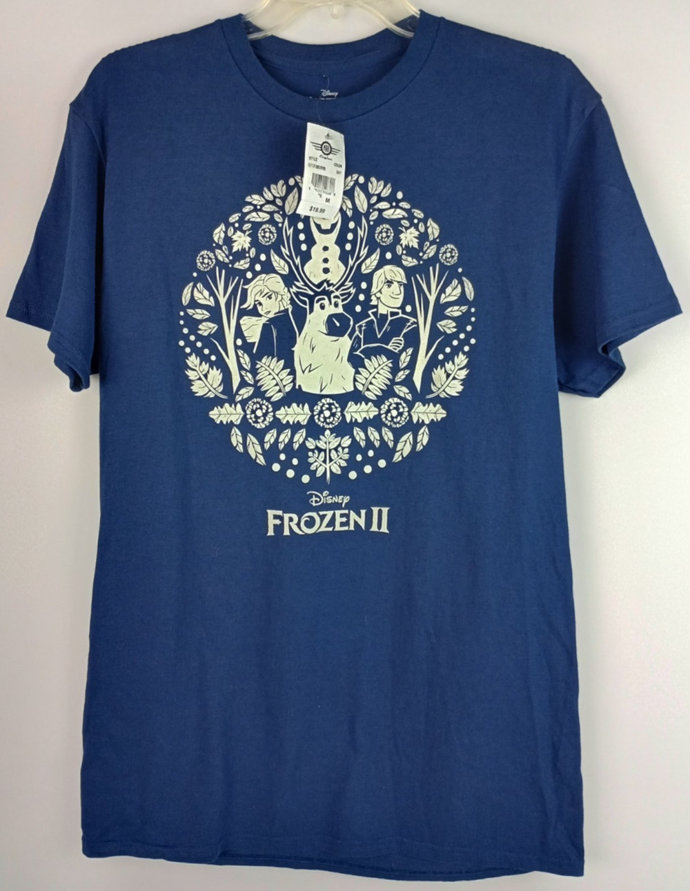 Disney Frozen II Mad Engine Adult M Blue Olaf Anna Kristoff Sven Graphic Tshirt